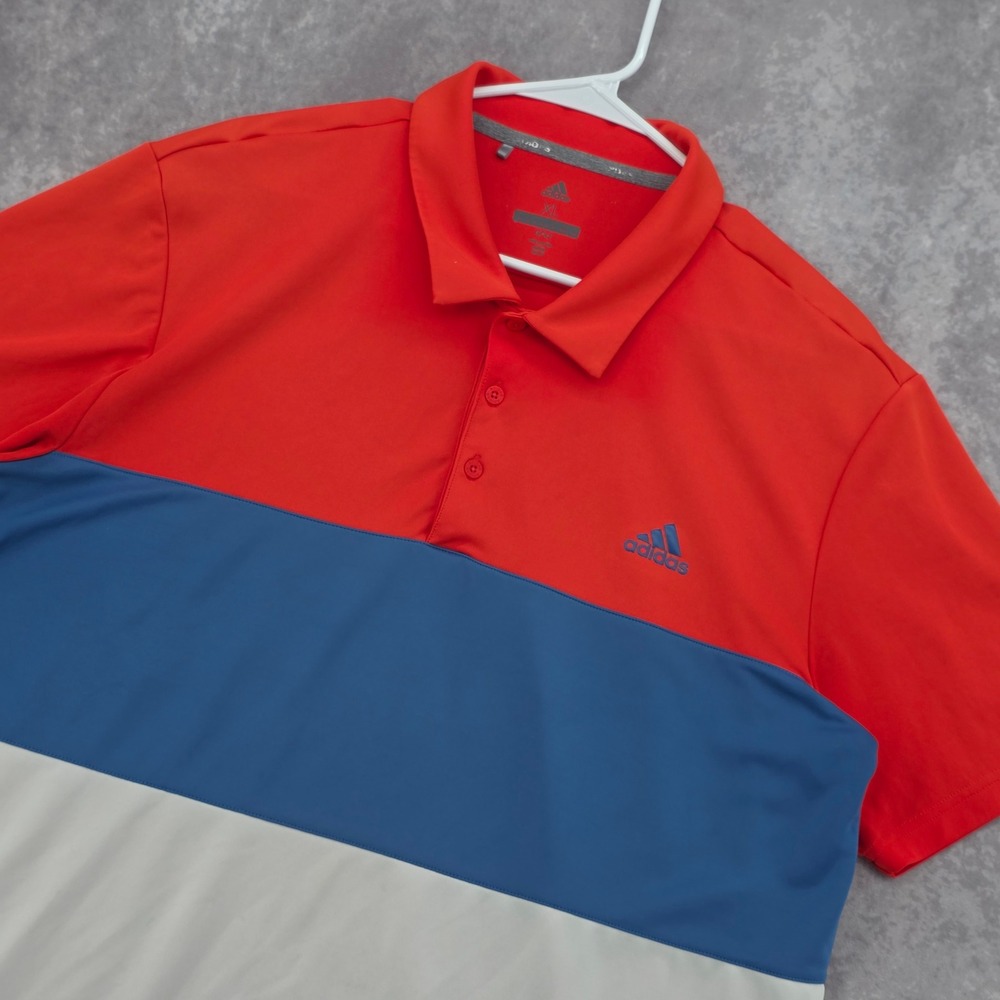 Adidas Golf Polo‎ Shirt Mens XL Multicolor Colorblock Short Sleeve Performance